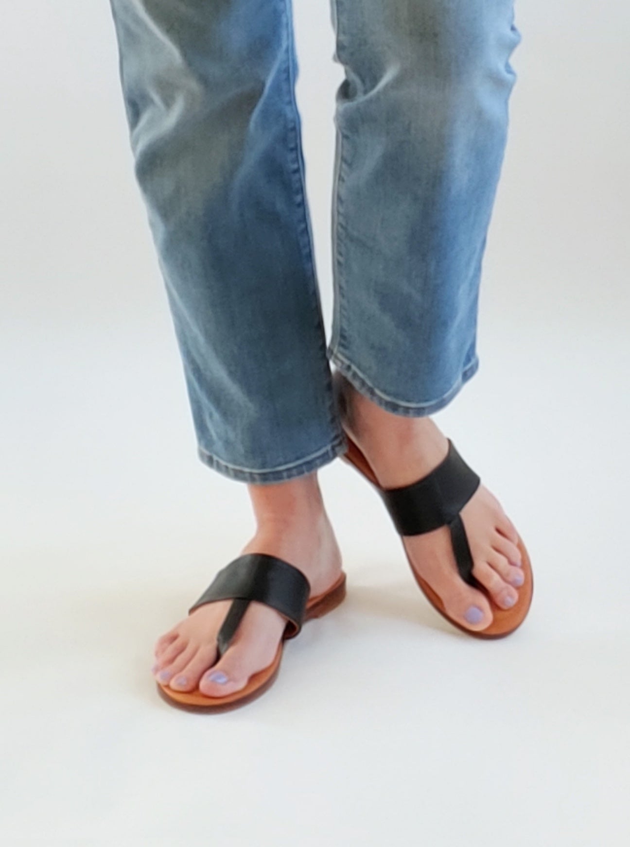 Gena Sandal in Solid Noir Leather size 5 - New (FINAL SALE)