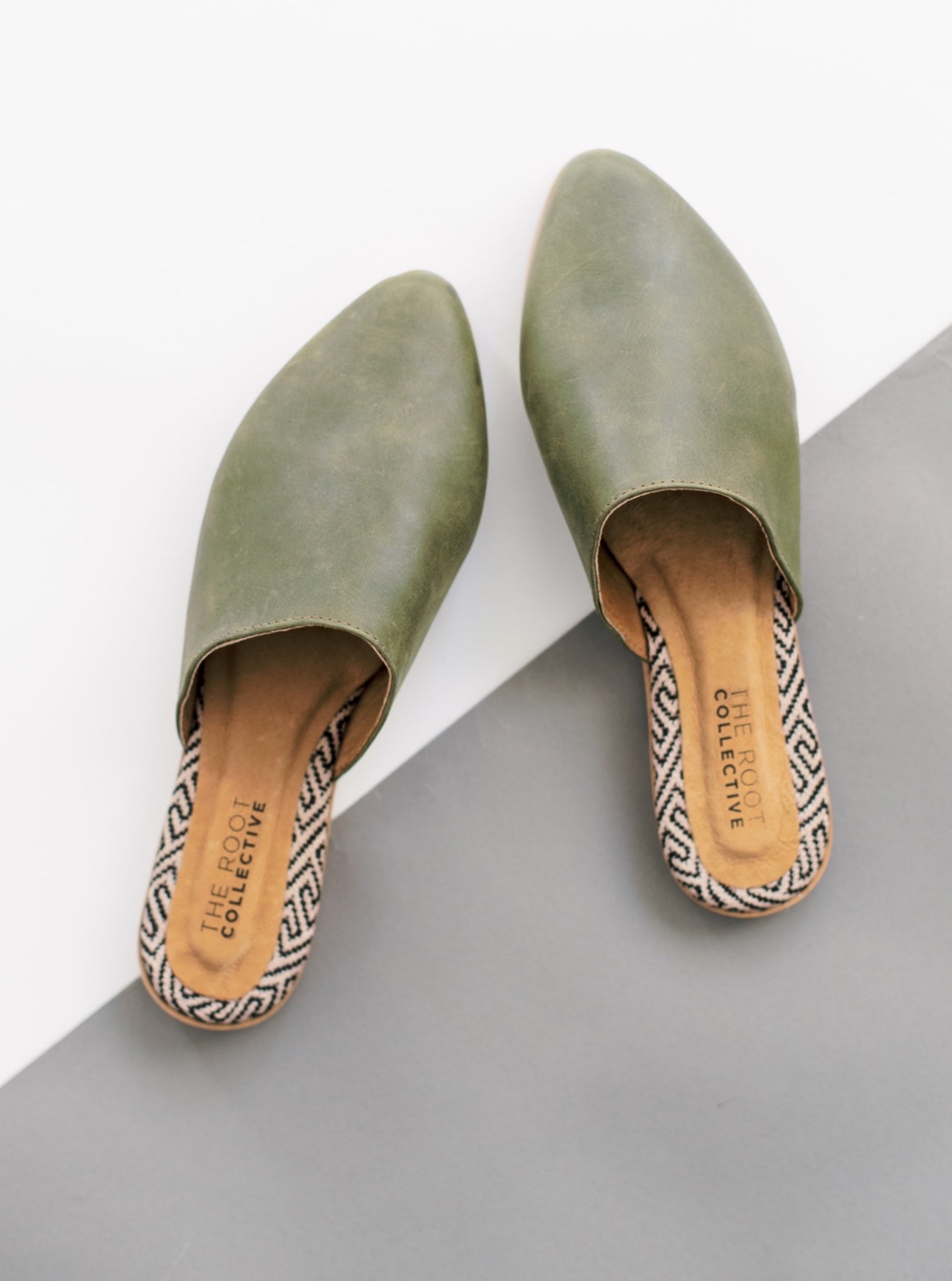 Lili Mule in Olive Leather (PREORDER)
