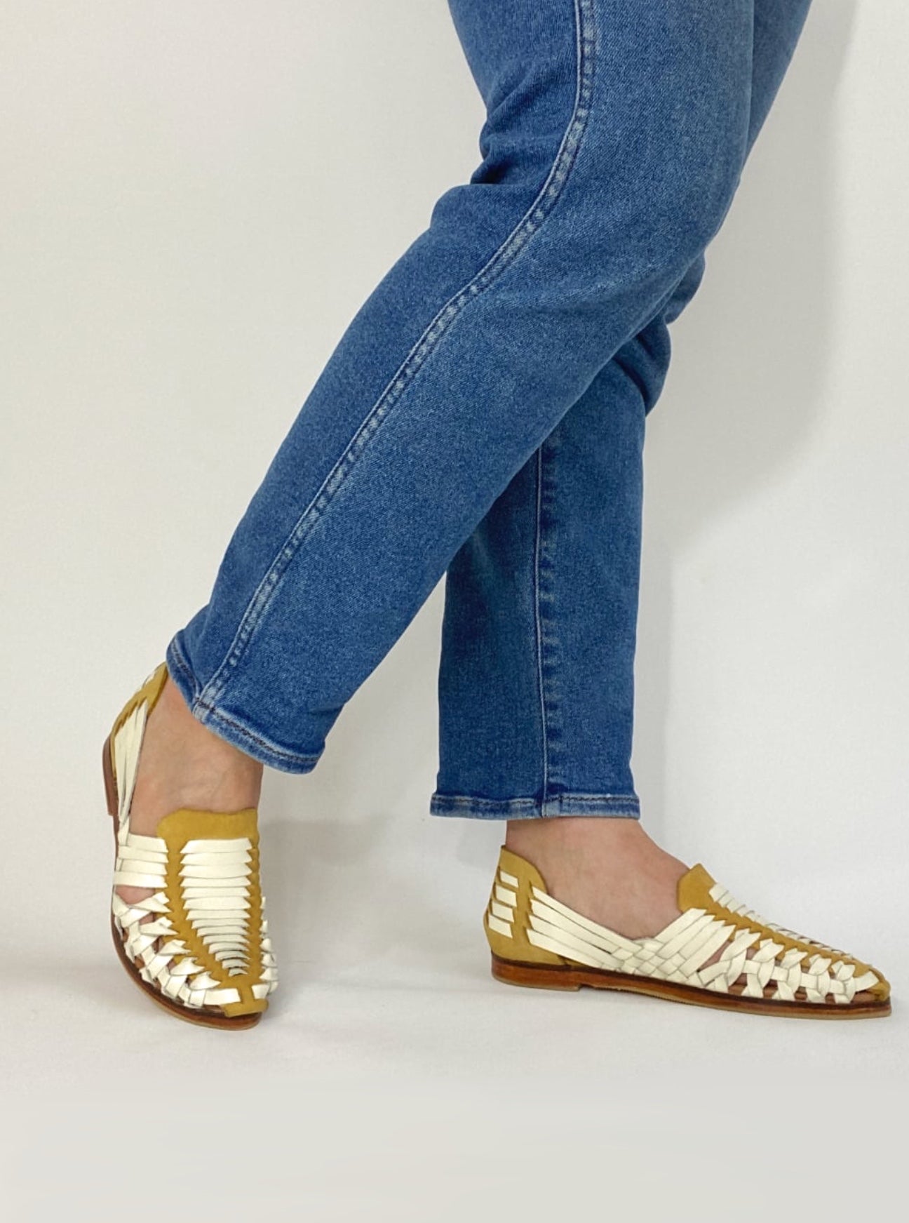 Piper Flat in Marigold Nubuck and Cream Leather (PREORDER)