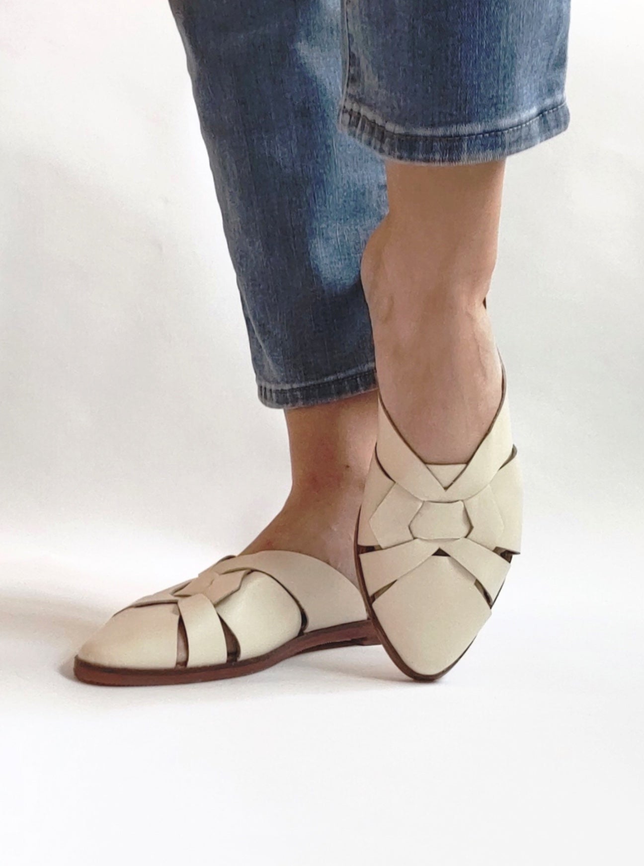 Holly Mule in Cream Leather (FINAL SALE)