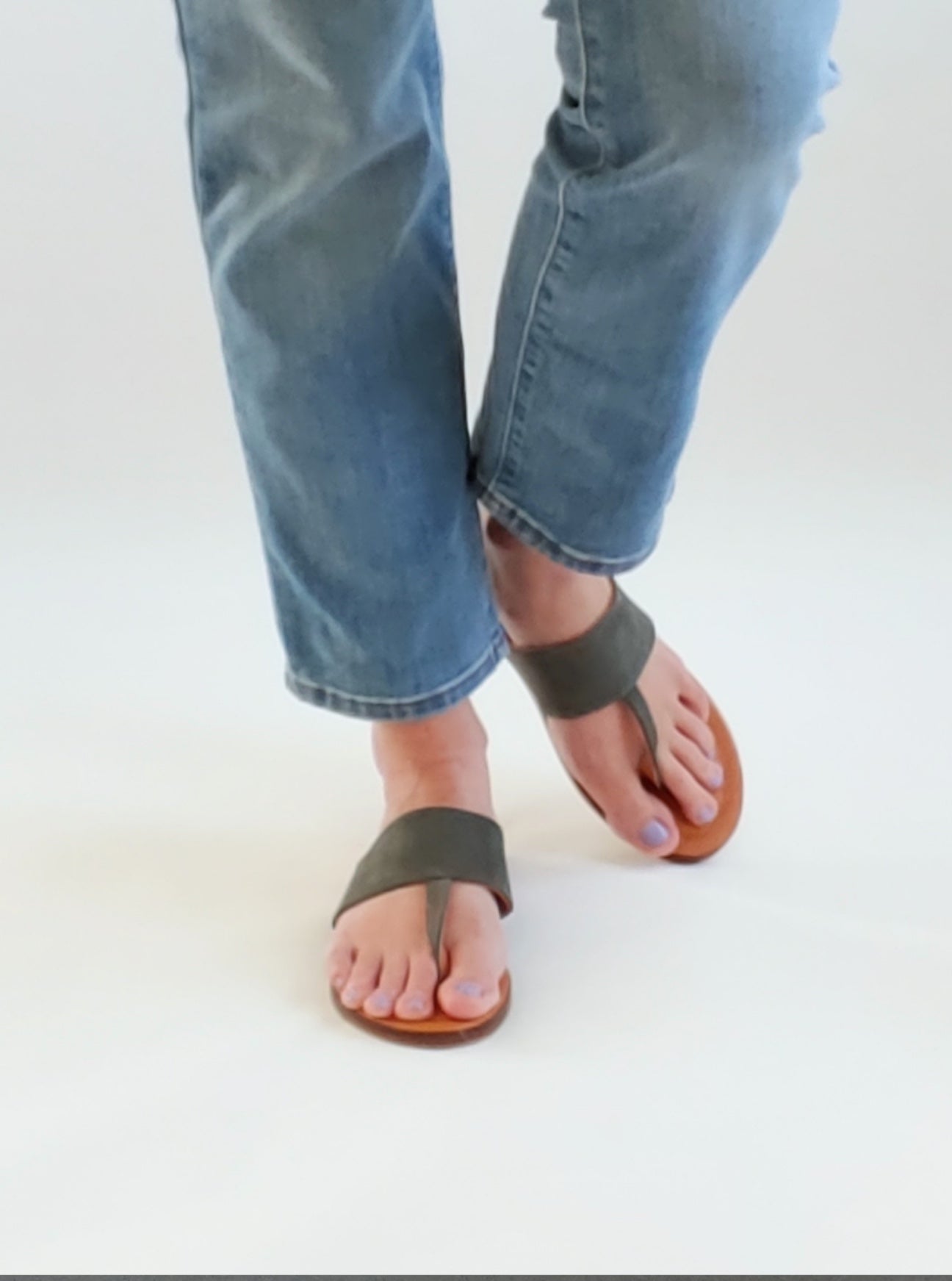 Gena Sandal in Solid Smoke Nubuck Leather (FINAL SALE)