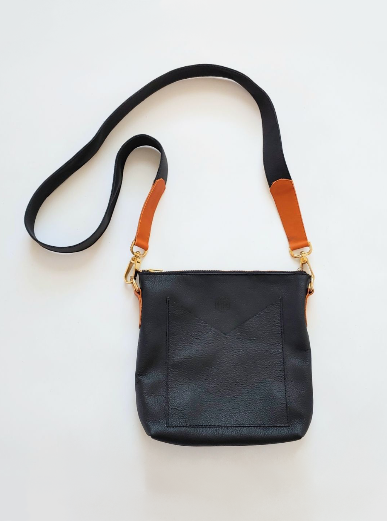 Michelle Crossbody Bag in Pebbled Black Leather (PREORDER)