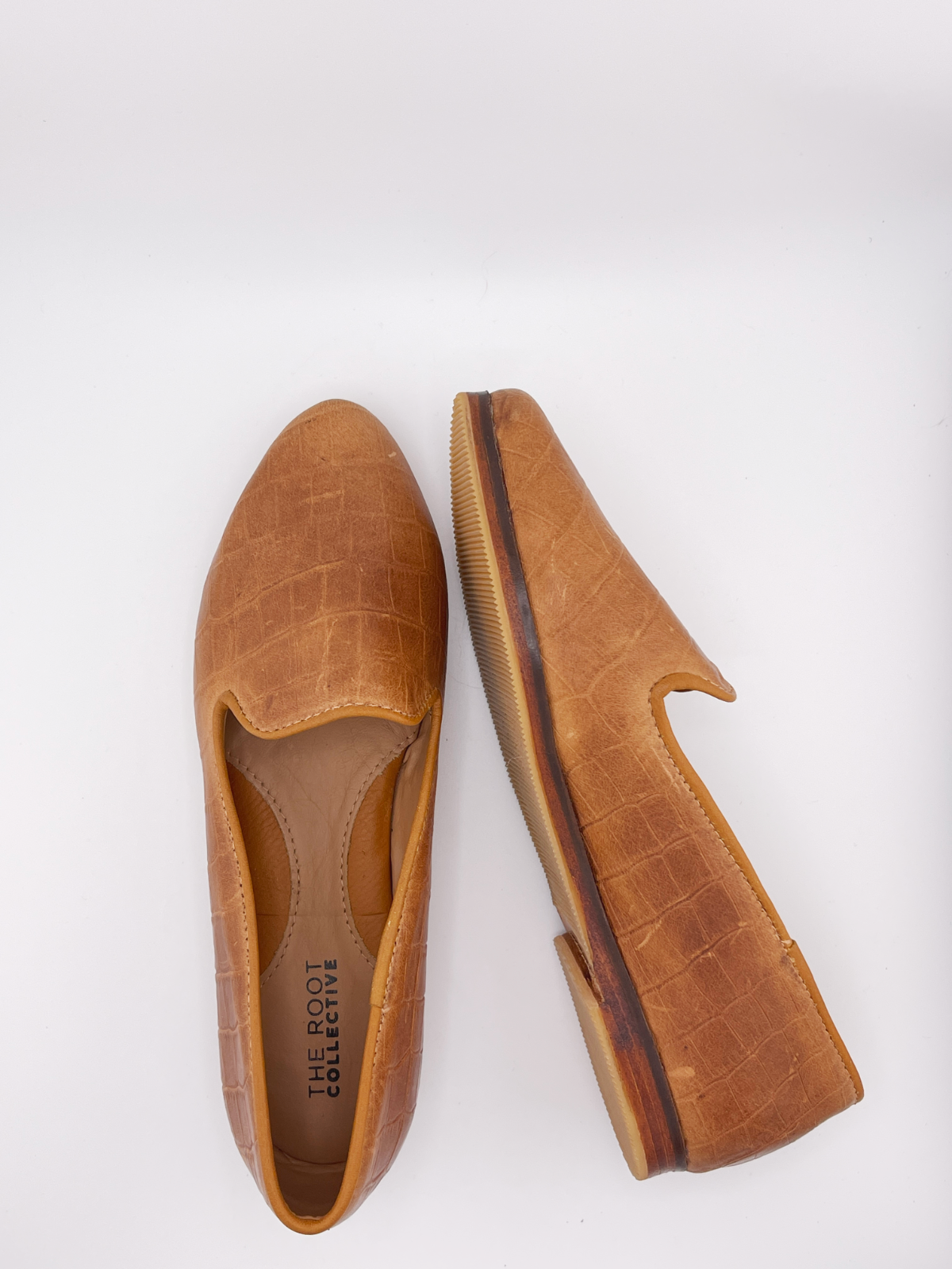 Millie Flat in Whiskey Crocodile Leather (PREORDER)