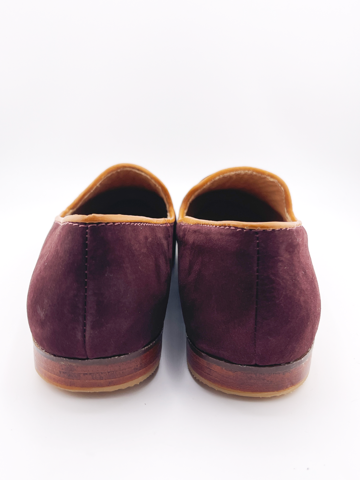 Millie Flat in Wine Nubuck with Camel Leather (PREORDER)